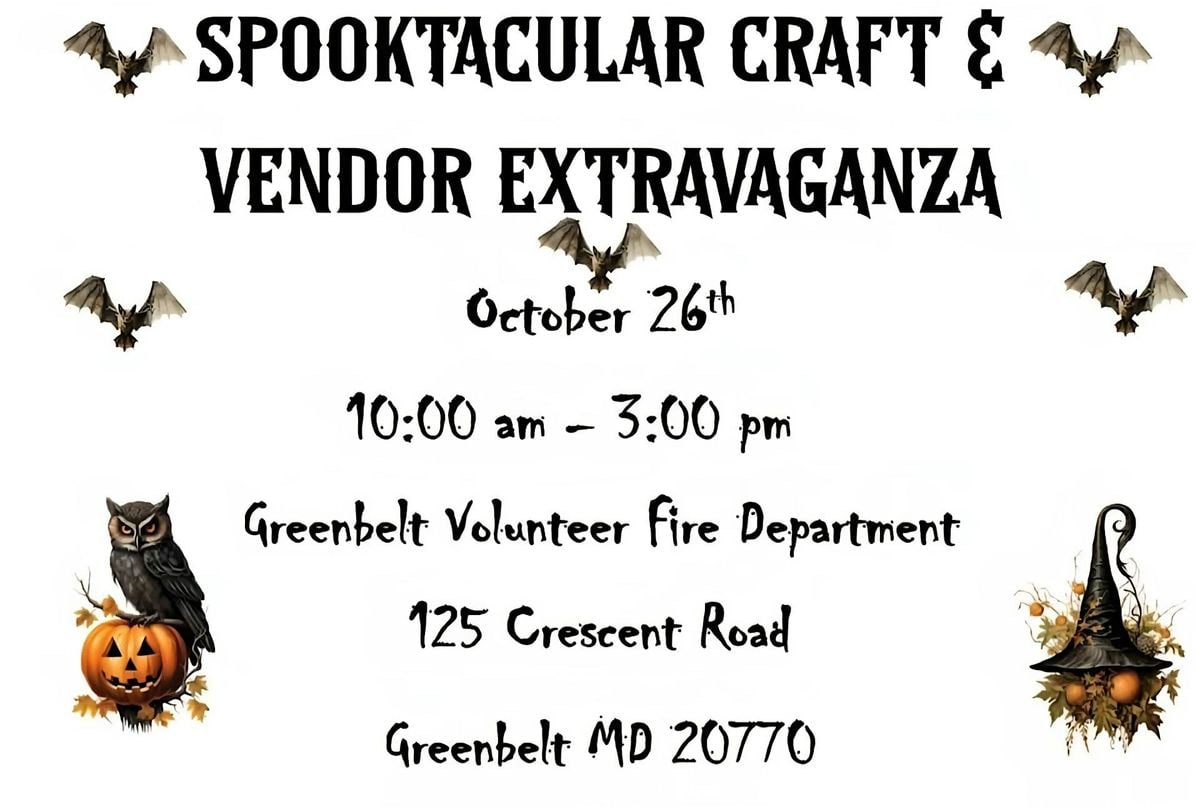 SPOOTACLUAR CRAFT & VENDOR SHOW, 26 October | Event in Greenbelt | AllEvents