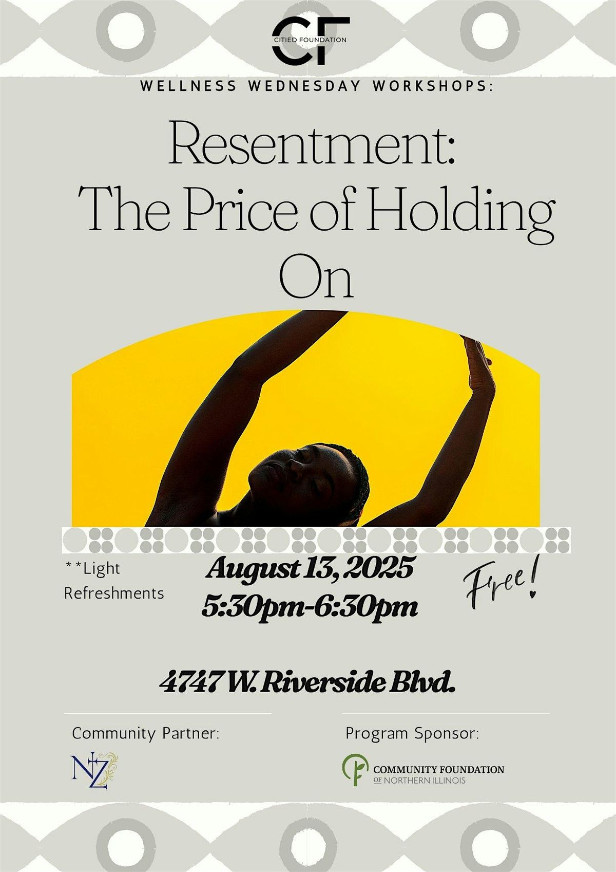 Wellness Wednesday Workshops: Resentment The Price of Holding On, 13 August | Event in Rockford | AllEvents