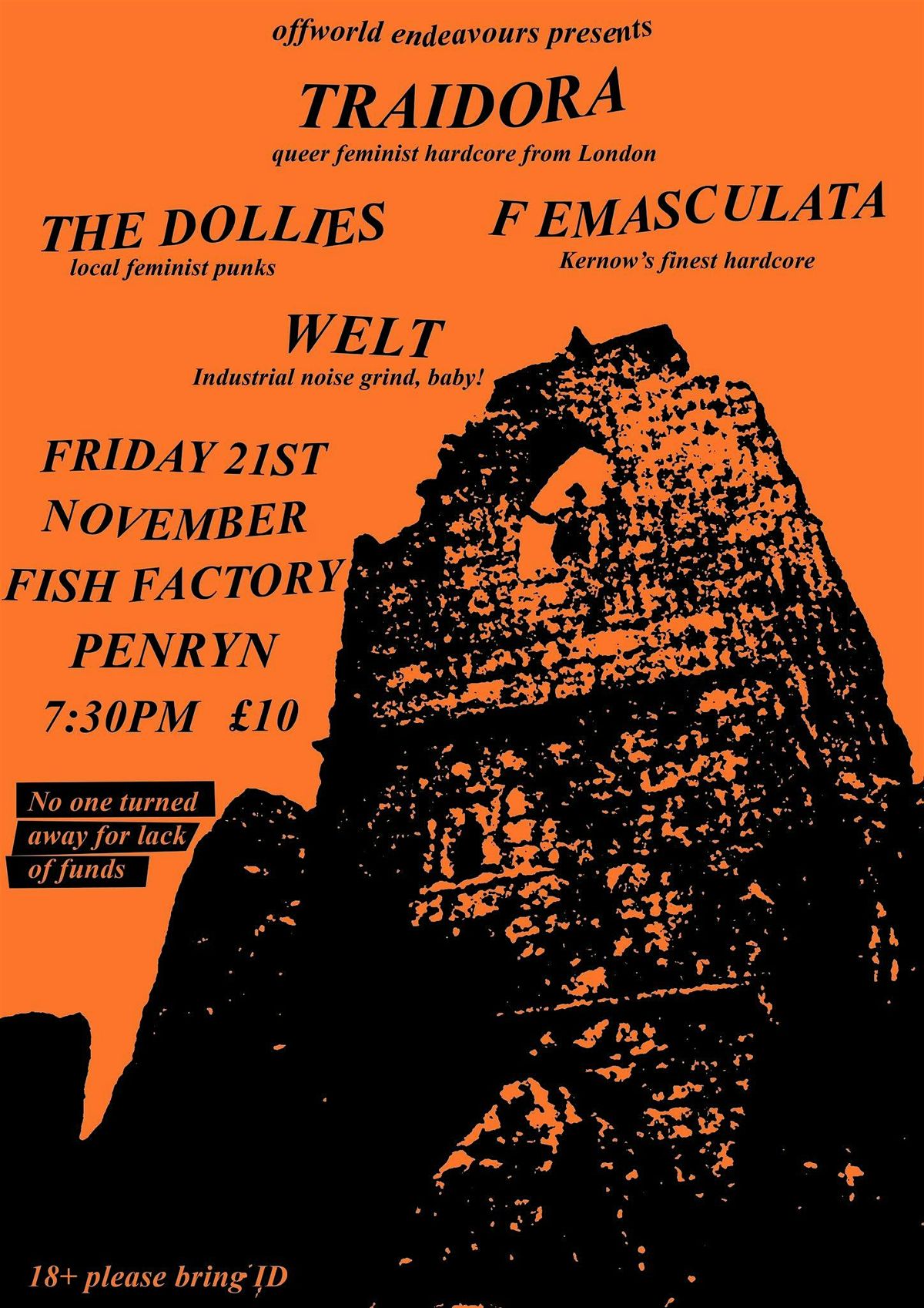 Traidora, F. Emasculata, The Dollies & Welt, 21 November | Event in Penryn | AllEvents