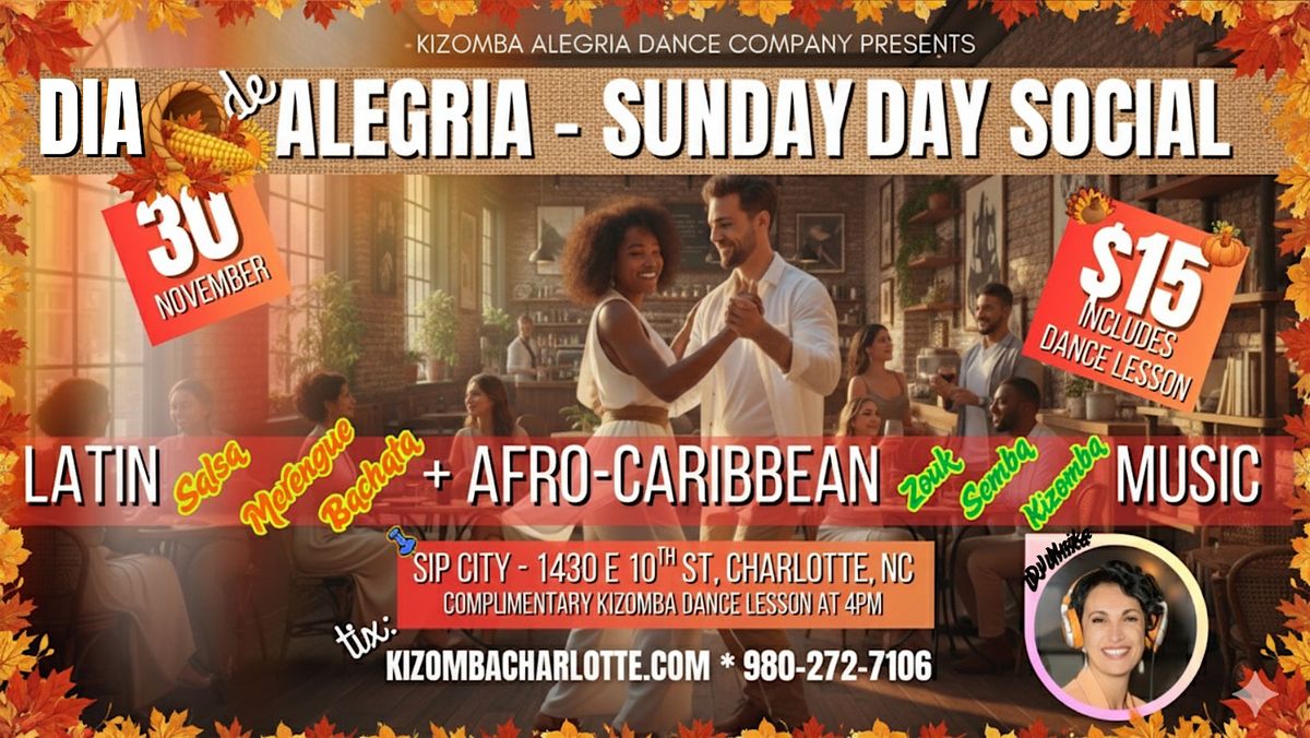 Day Social! Latin and Afro-Caribbean Music (Kizomba lesson included), 30 November | Event in Charlotte | AllEvents