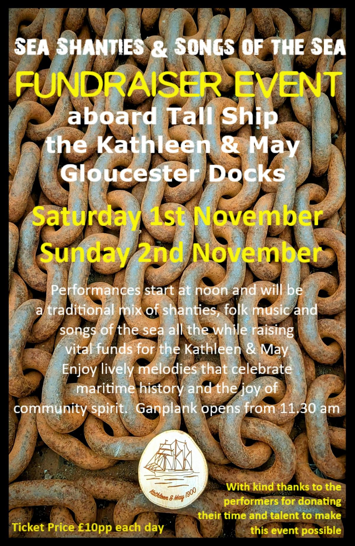Sea Shanties & Songs of the Sea aboard Tall Ship the Kathleen  & May, 1 November | Event in Gloucester
