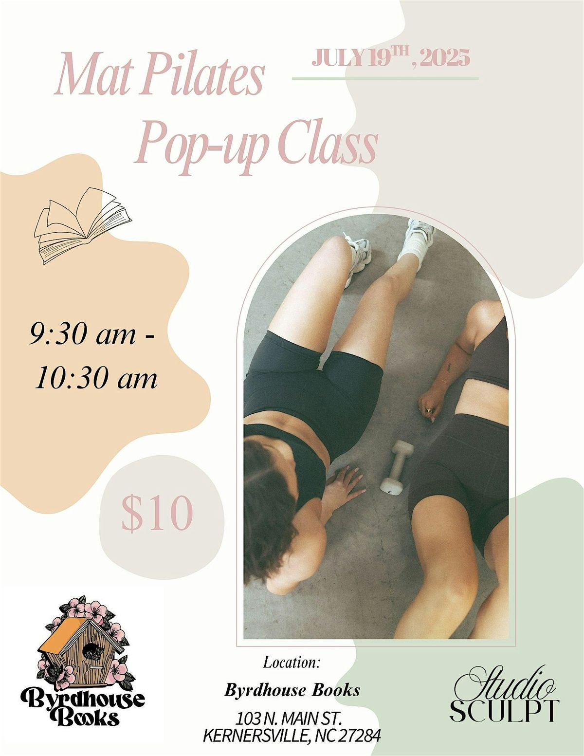 Pilates Pop-Up at Byrdhouse Books, 19 July | Event in Kernersville | AllEvents