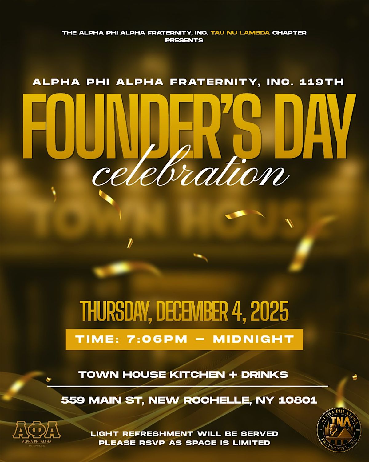 TNL Alpha Phi Alpha Founder's Day Celebration, 4 December | Event in New Rochelle | AllEvents