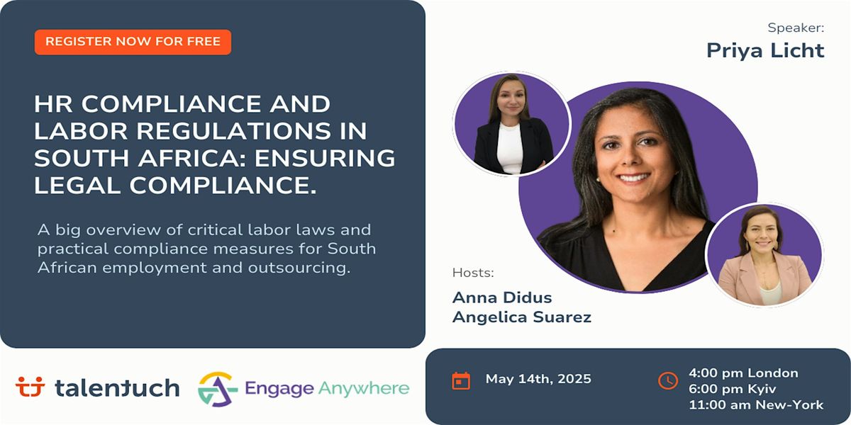 HR Compliance and Labor Regulations in South Africa, 14 May | Online Event | AllEvents