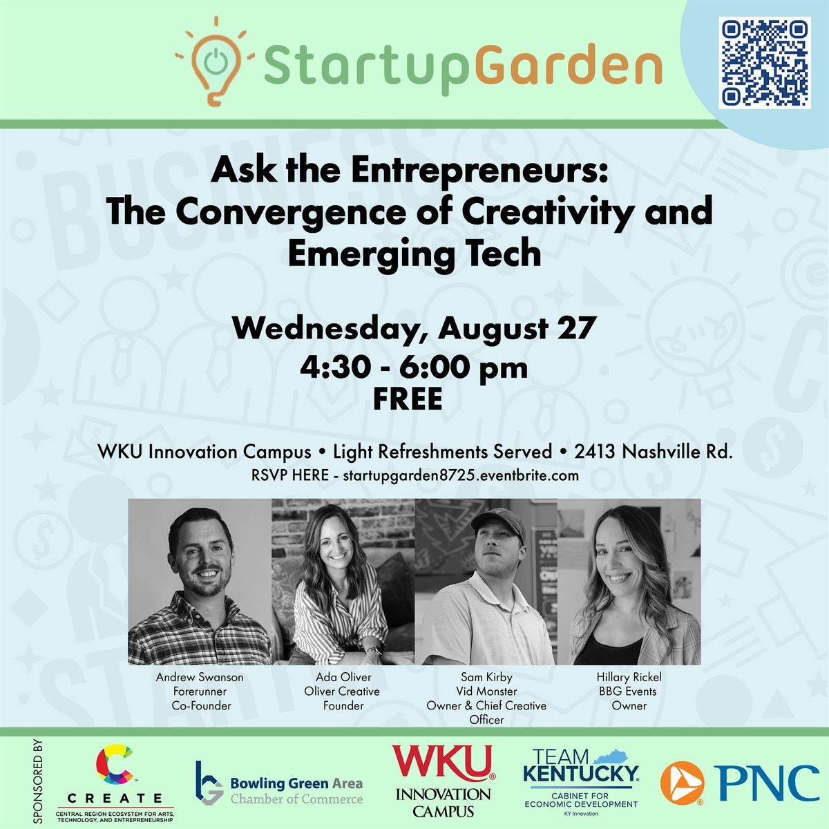 Startup  Garden -  Inside the Minds of Creative Entrepreneurs, 27 August | Event in Bowling Green | AllEvents