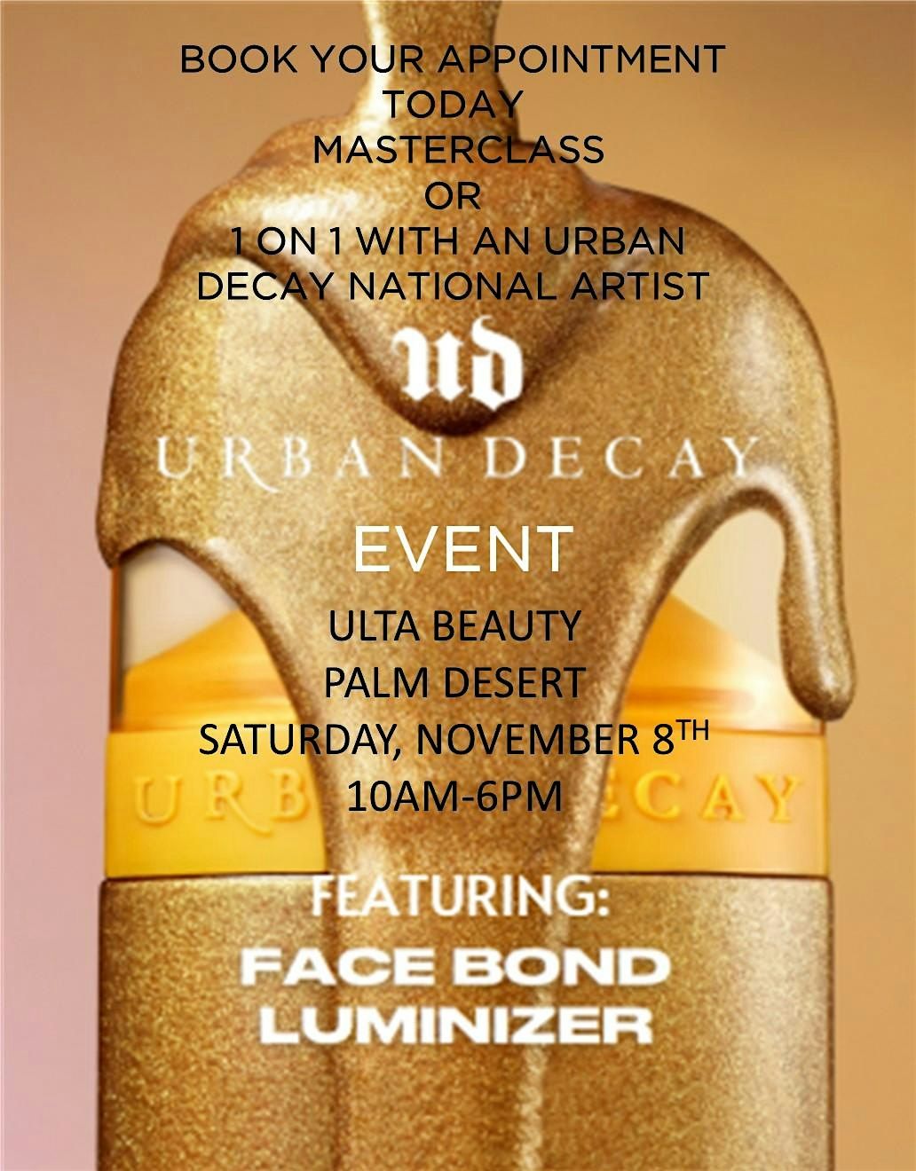 Urban Decay Holiday Tutorials - Master Class & 1 on 1, 8 November | Event in Palm Desert | AllEvents