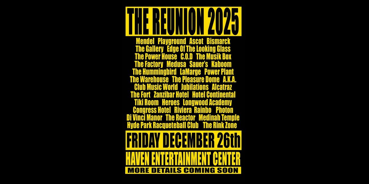 The Reunion 2025, 26 December | Event in Chicago | AllEvents