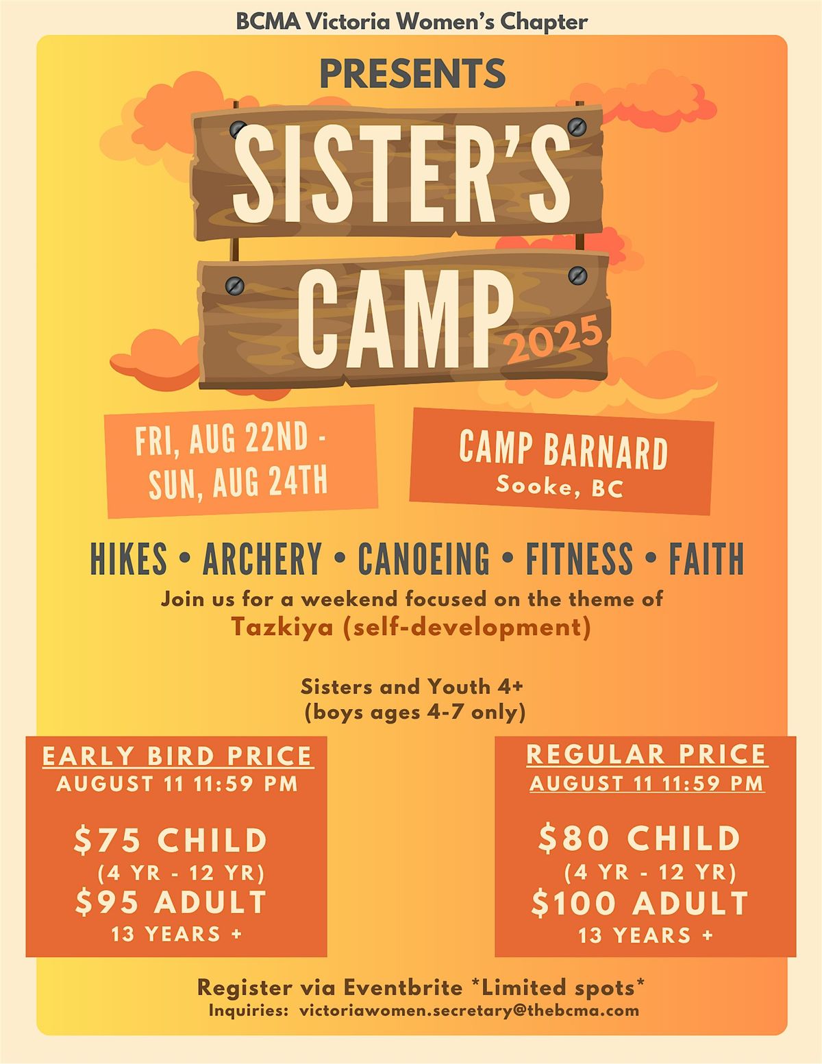 BCMA Victoria Sisters Summer Camp, 22 August | Event in Sooke | AllEvents