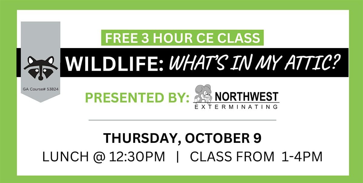 FREE 3 HR CE: Wildlife: What's in My Attic, 9 October | Event in Atlanta | AllEvents