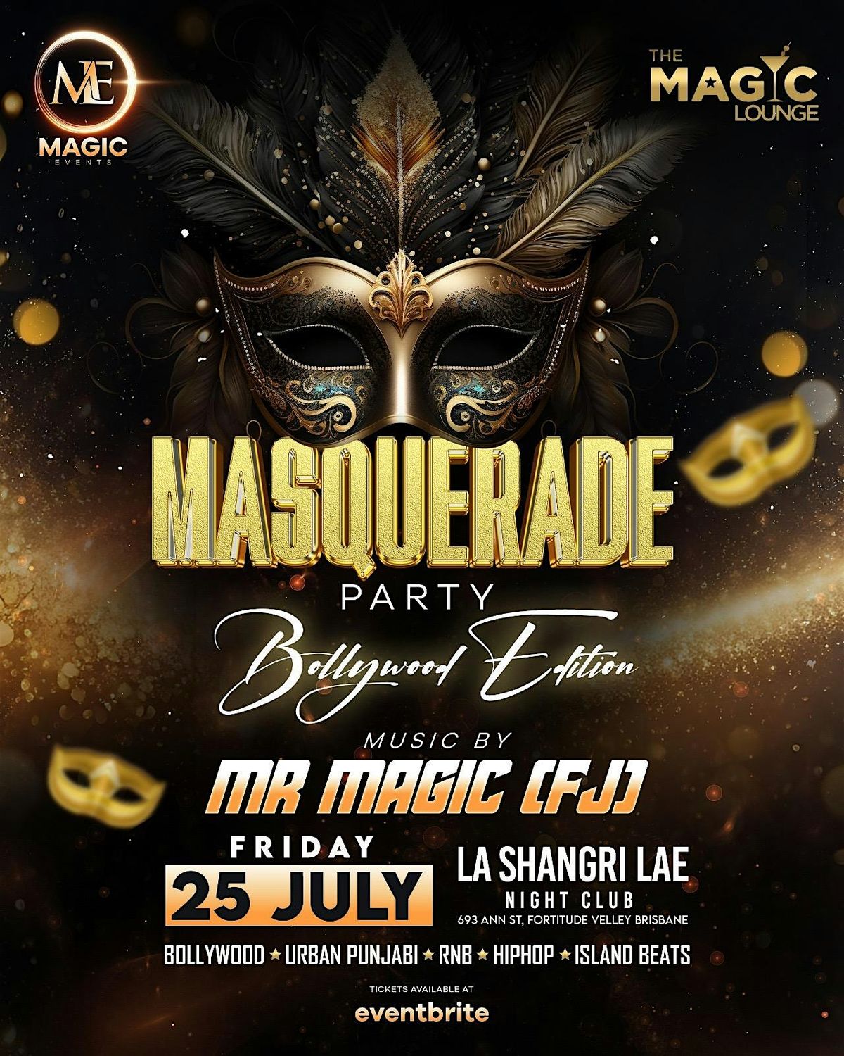 MASQUERADE PARTY BOLLYWOOD EDITION - THE MAGIC EVENTS, 25 July | Event in Fortitude Valley | AllEvents
