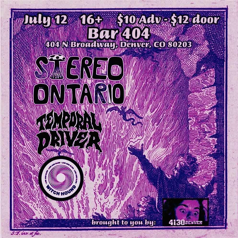 Stereo Ontario, Temporal Driver, and Witch Hound, 12 July | Event in Denver | AllEvents