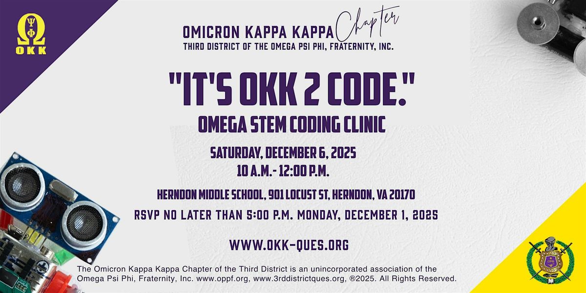 OKK Ques STEM Coding Clinic, 6 December | Event in Herndon | AllEvents