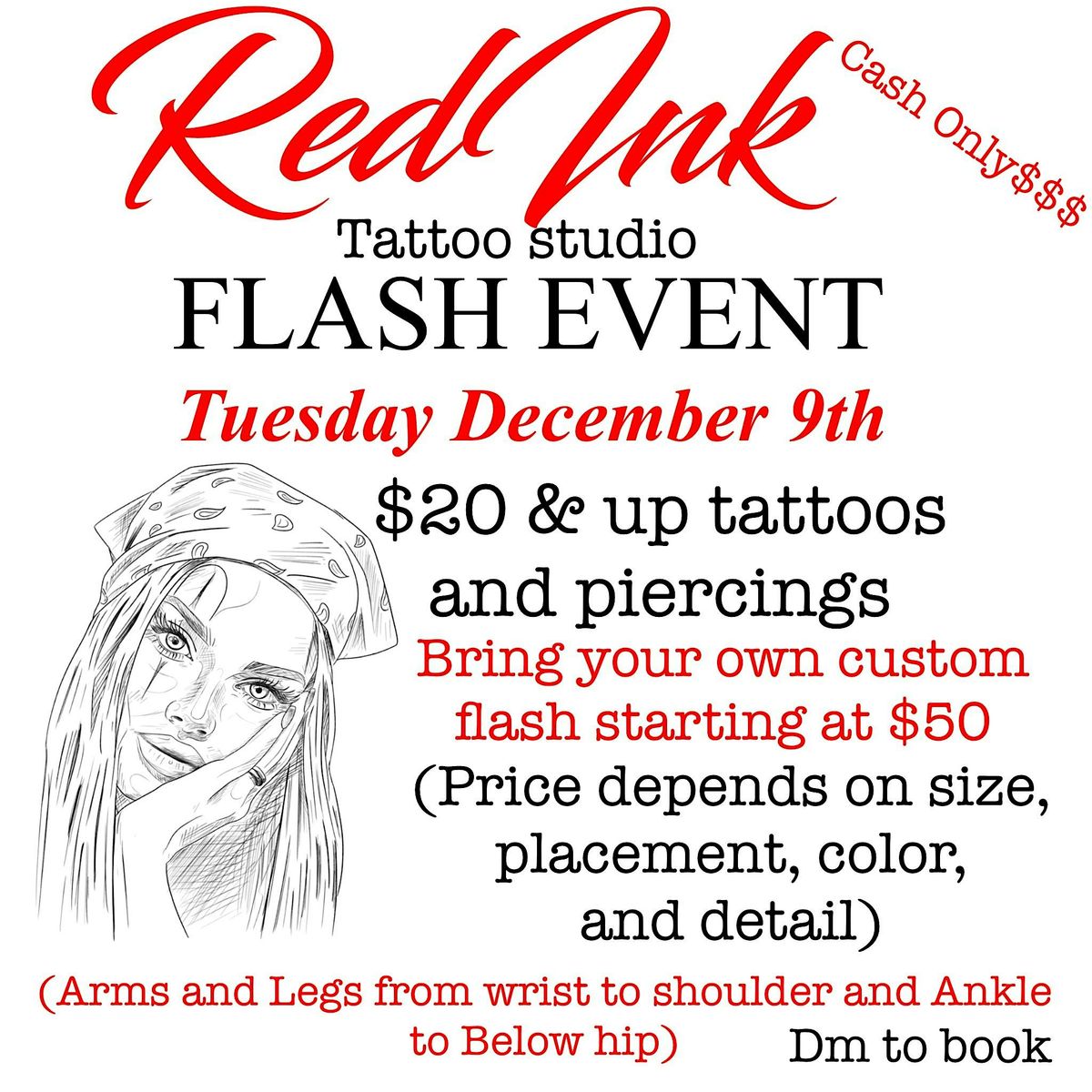 $20 AND UP FLASH TATTOOS AND $10 AND UP PIERCINGS THIS DECEMBER 9TH!!!!, 9 December | Event in New York | AllEvents