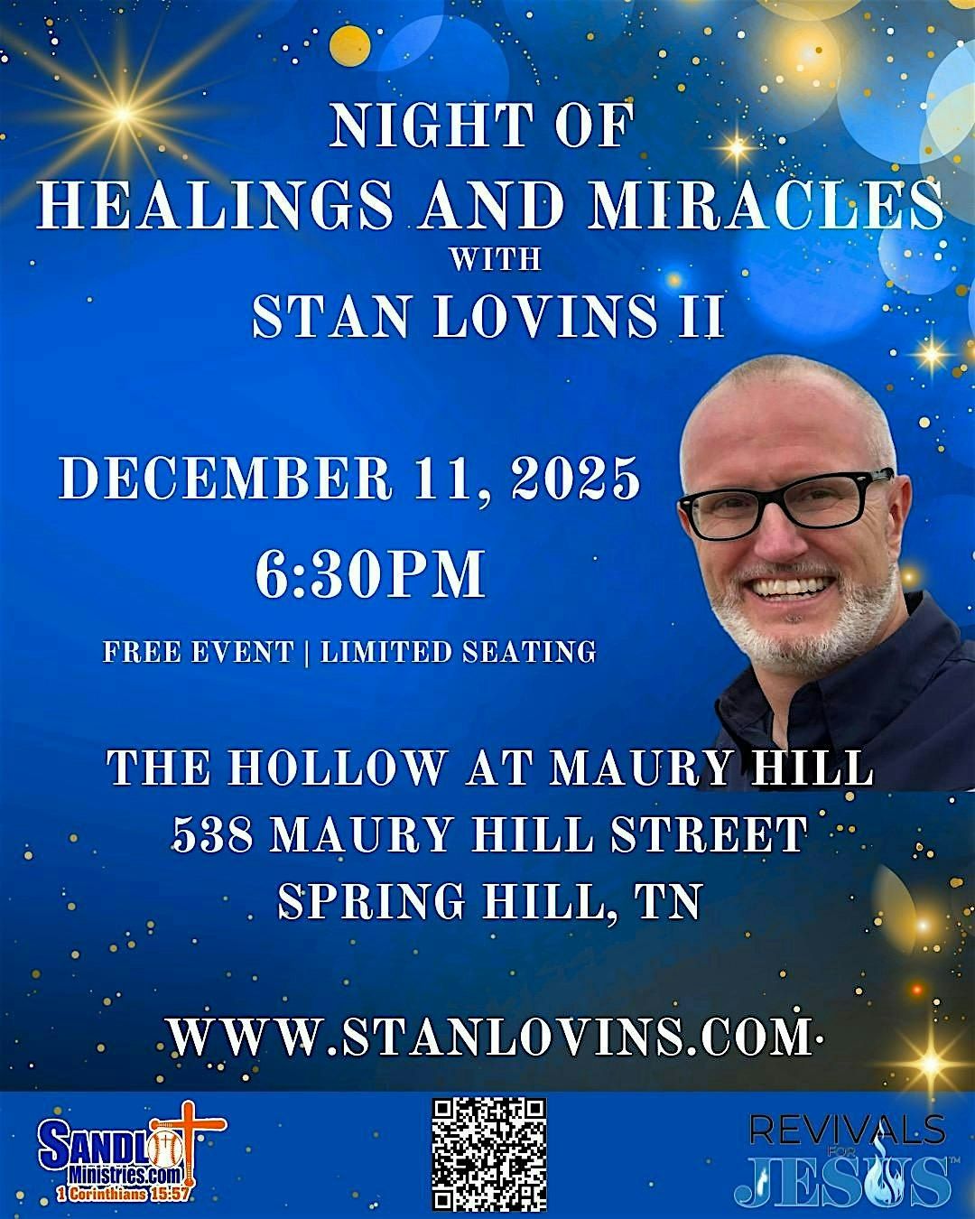 NIGHT OF HEALINGS & MIRACLES WITH STAN LOVINS II, 11 December | Event in Spring Hill | AllEvents