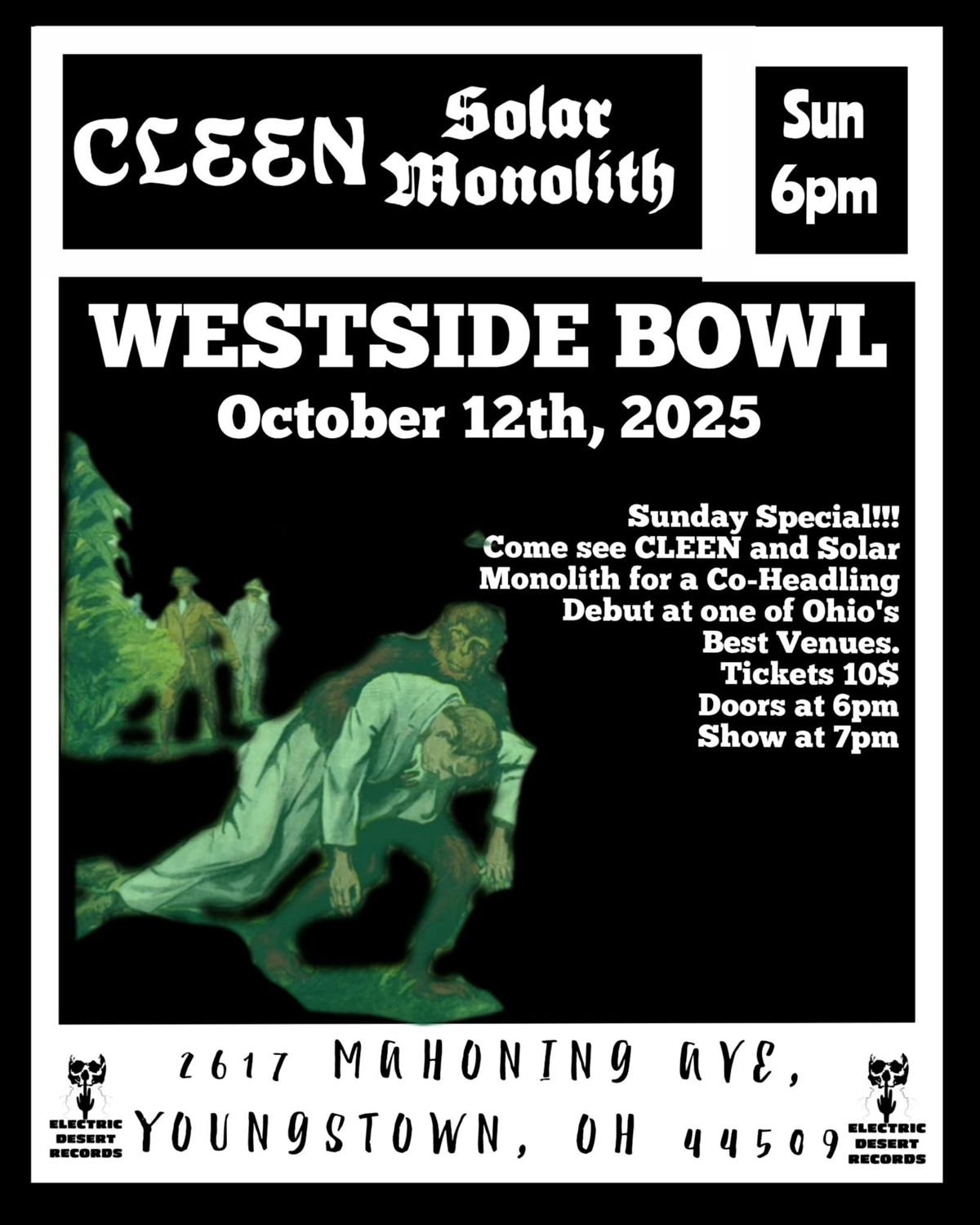 Cleen/Solar Monolith, 12 October | Event in Youngstown | AllEvents