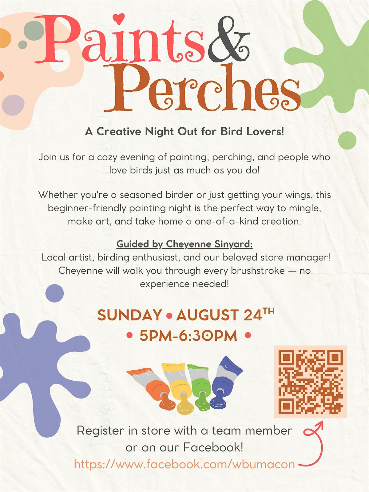 Paints and Perches, 24 August | Event in Macon | AllEvents