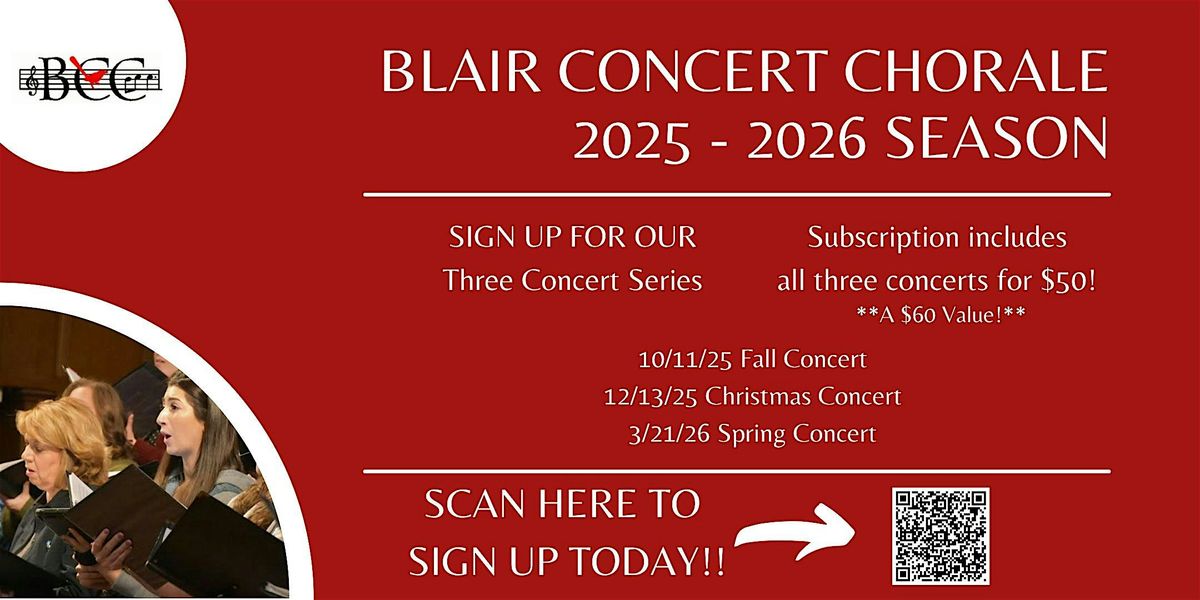 Blair Concert Chorale 2025 - 2026 THREE CONCERT SERIES, 11 October | Event in Altoona | AllEvents