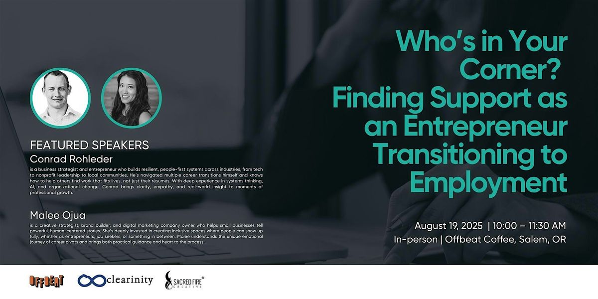 Who’s in Your Corner? Support for Entrepreneurs in Career Transition, 19 August | Event in Salem | AllEvents