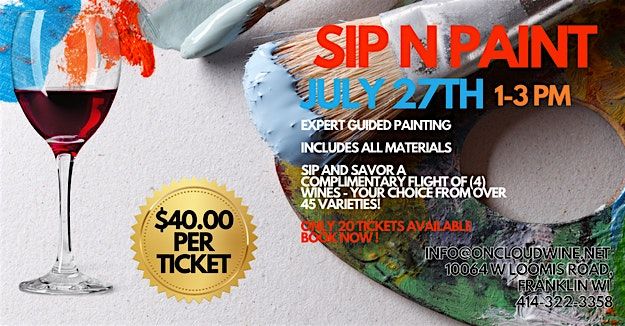 SIP N PAINT EVENT AT ON CLOUD WINE, 27 July | Event in Franklin | AllEvents