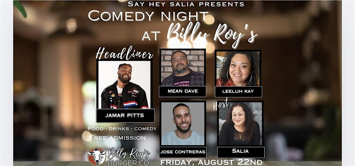 Comedy at Billy Roy’s, 22 August | Event in Fremont | AllEvents