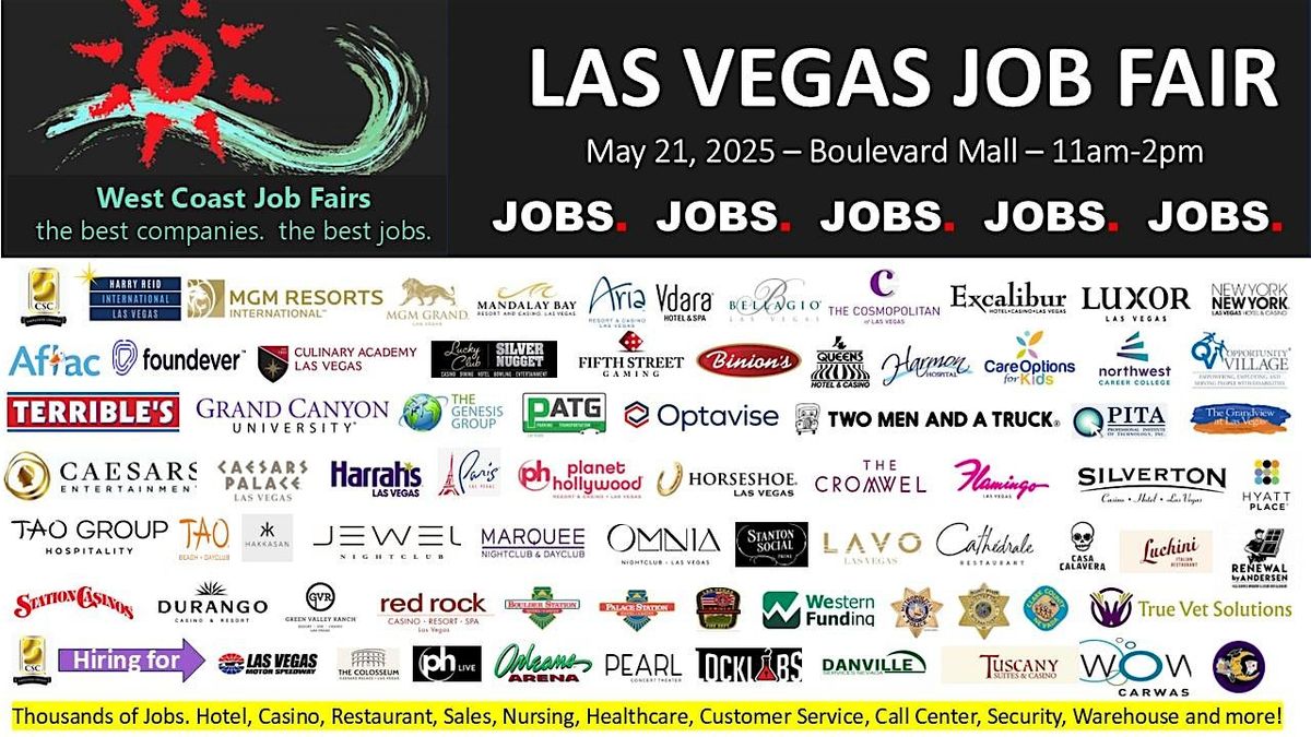 Las Vegas Job Fair. 50 Employers. Thousands of Jobs., 21 May | Event in Las Vegas | AllEvents