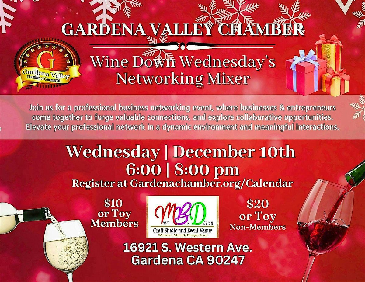 Gardena Chamber WINE Down Wednesday's Networking, 10 December | Event in Gardena | AllEvents