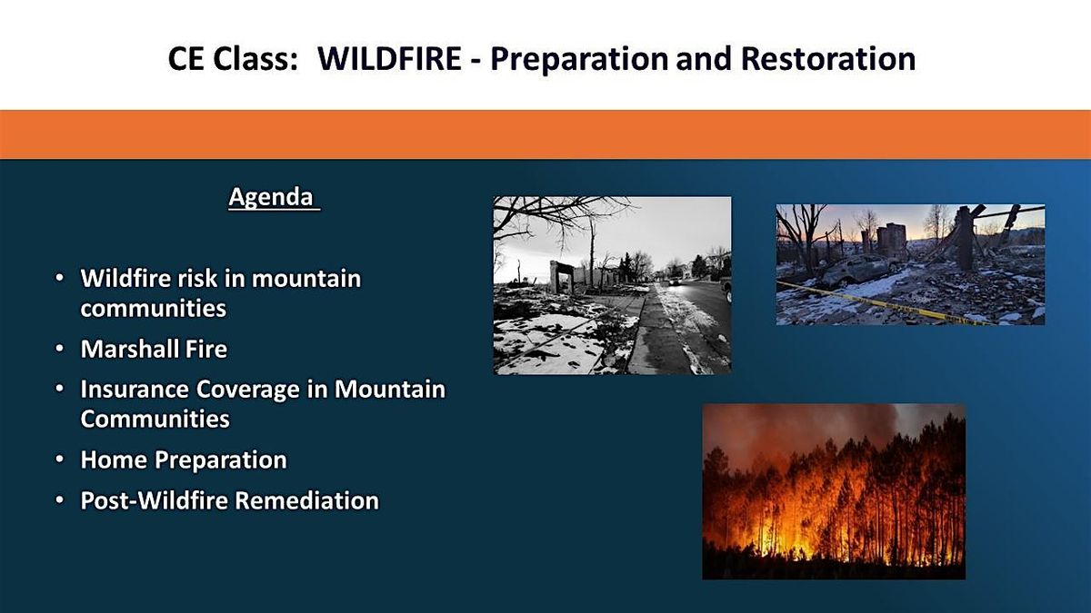 CE Event: WILDFIRE - Preparation and Restoration, 6 November | Event in Wheat Ridge | AllEvents