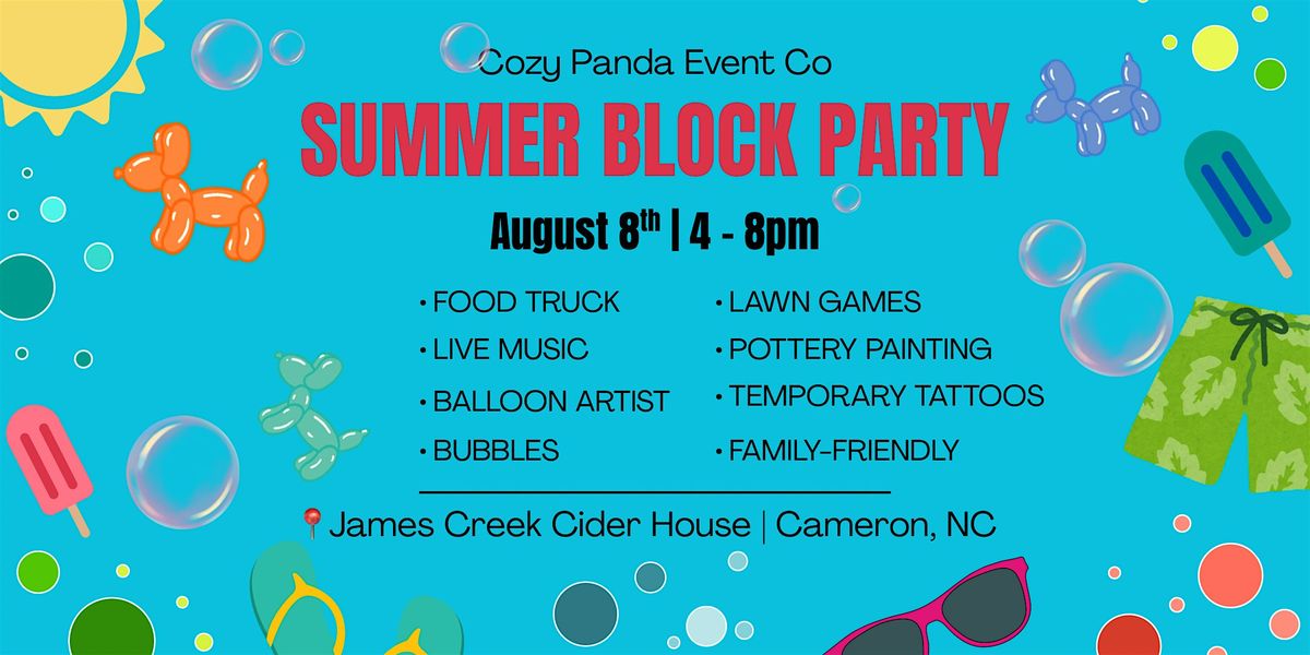 ☀️ Cozy Panda Event Co Presents: The Summer Block Party!, 8 August | Event in Cameron | AllEvents
