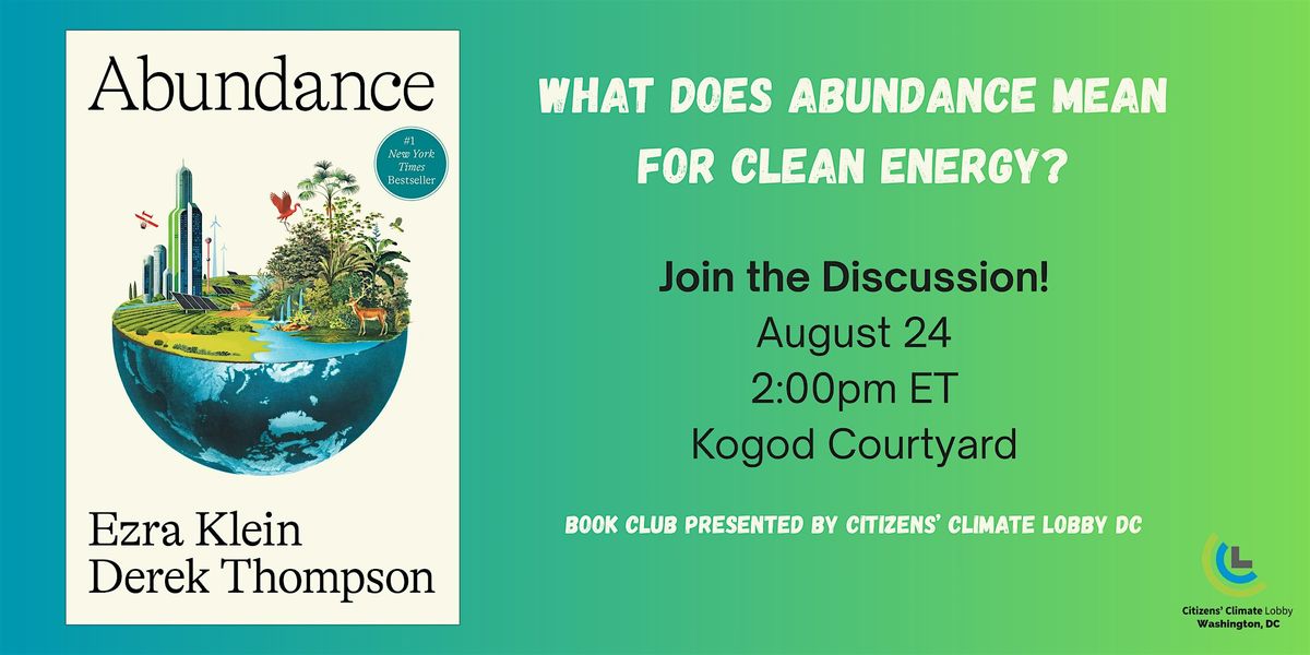 Book Club: What Does Abundance Mean for Clean Energy?, 24 August | Event in Washington | AllEvents