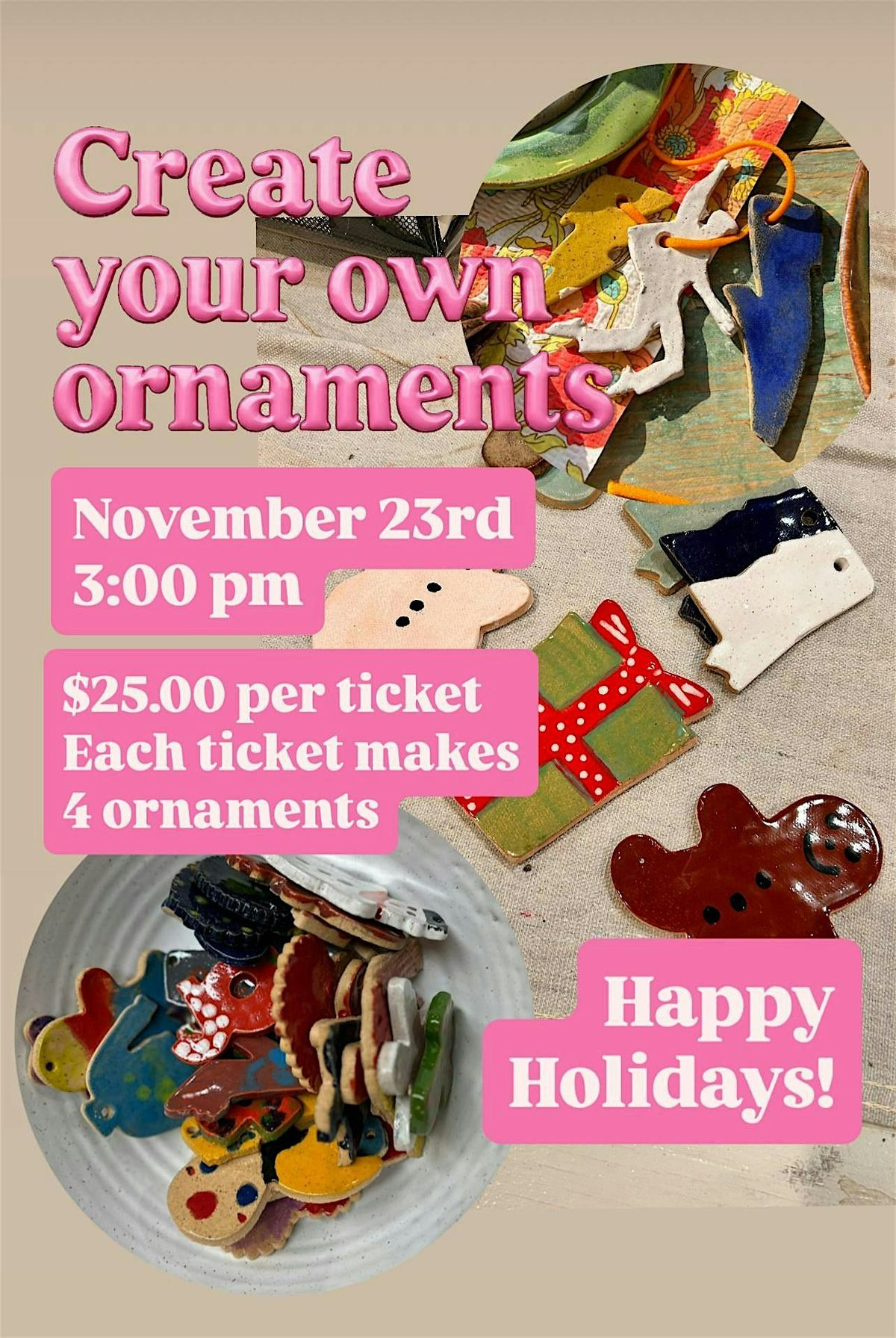 Create your own pottery ornaments, 23 November | Event in Tupelo | AllEvents