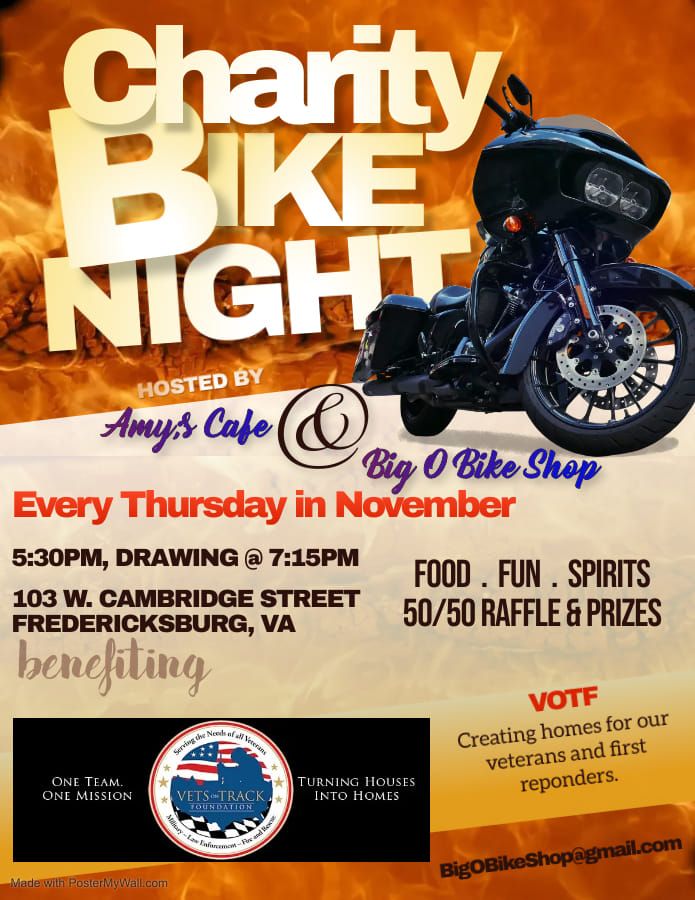 Big O Charity Bike Night, Amy's Cafe, Fredericksburg, November 9 2023