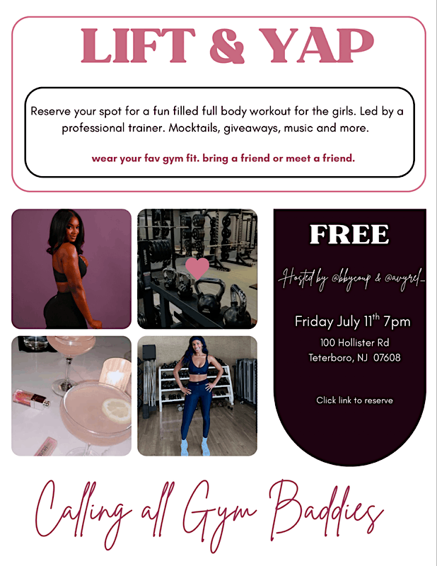 Lift and Yap: Calling all Gym Baddies, 11 July | Event in Teterboro | AllEvents