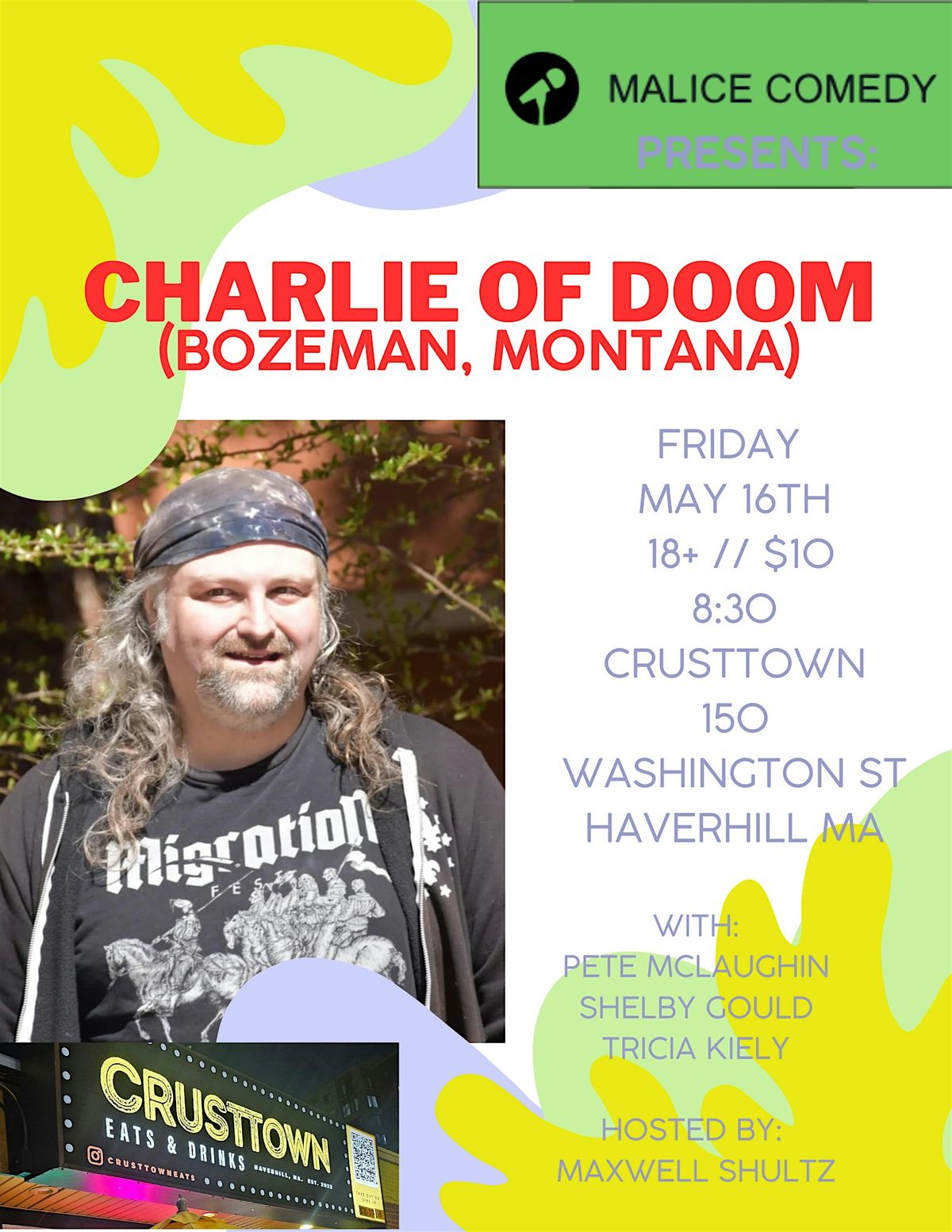 Charlie of DOOM live comedy at Crusttown, 16 May | Event in Haverhill | AllEvents
