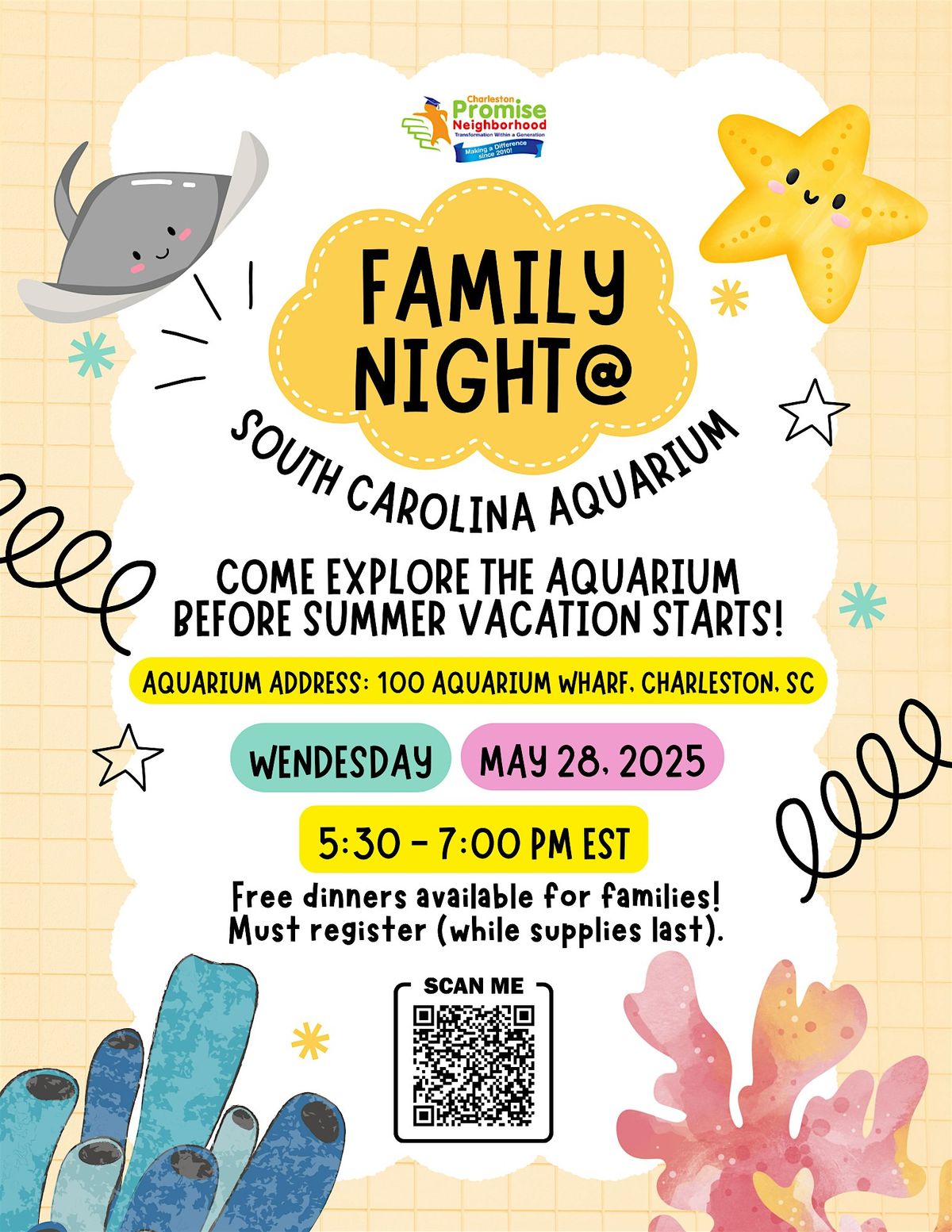 FOOD REGISTRATION for CPN Aquarium Night, 28 May | Event in Charleston | AllEvents
