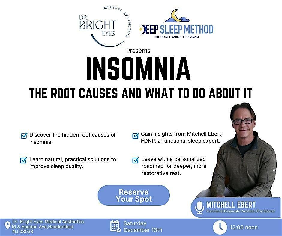 Insomnia - The root causes and what do to about it, 13 December | Event in Haddonfield | AllEvents