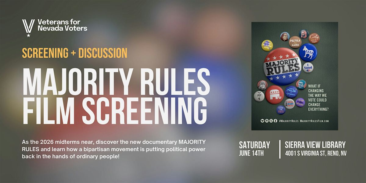 "Majority Rules " film screening + discussion, 14 June | Event in Reno | AllEvents