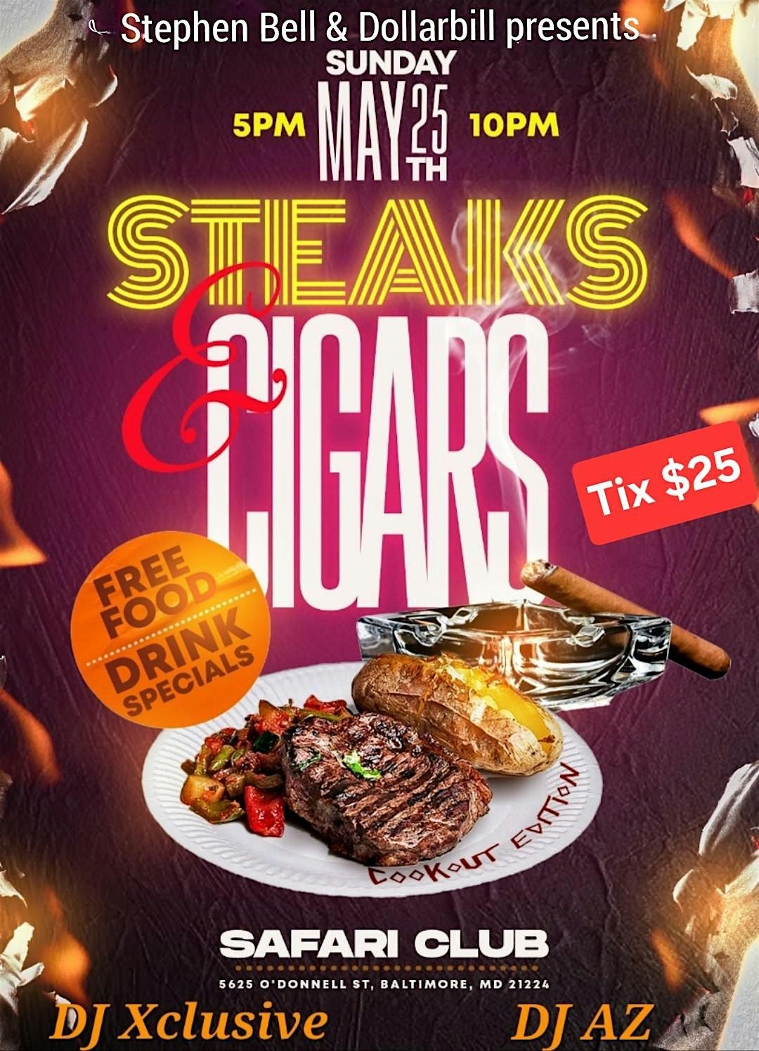 STEAKS & CIGARS-COOKOUT EDITION, 25 May | Event in Baltimore | AllEvents