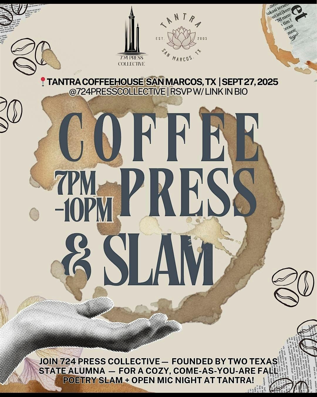 A Fall Open Mic: Coffee, Press & Slam, 27 September | Event in San Marcos | AllEvents