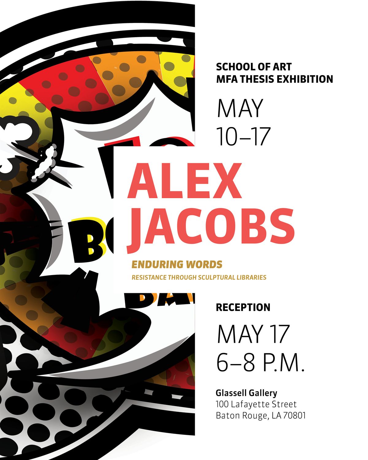 Alex Jacobs: Enduring Words: Resistance Through Sculptural Libraries, 17 May | Event in Baton Rouge | AllEvents