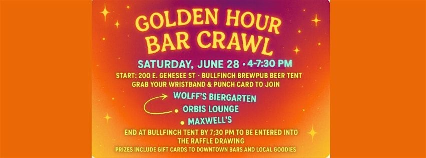 Golden Hour Bar Crawl, 28 June | Event in Syracuse | AllEvents