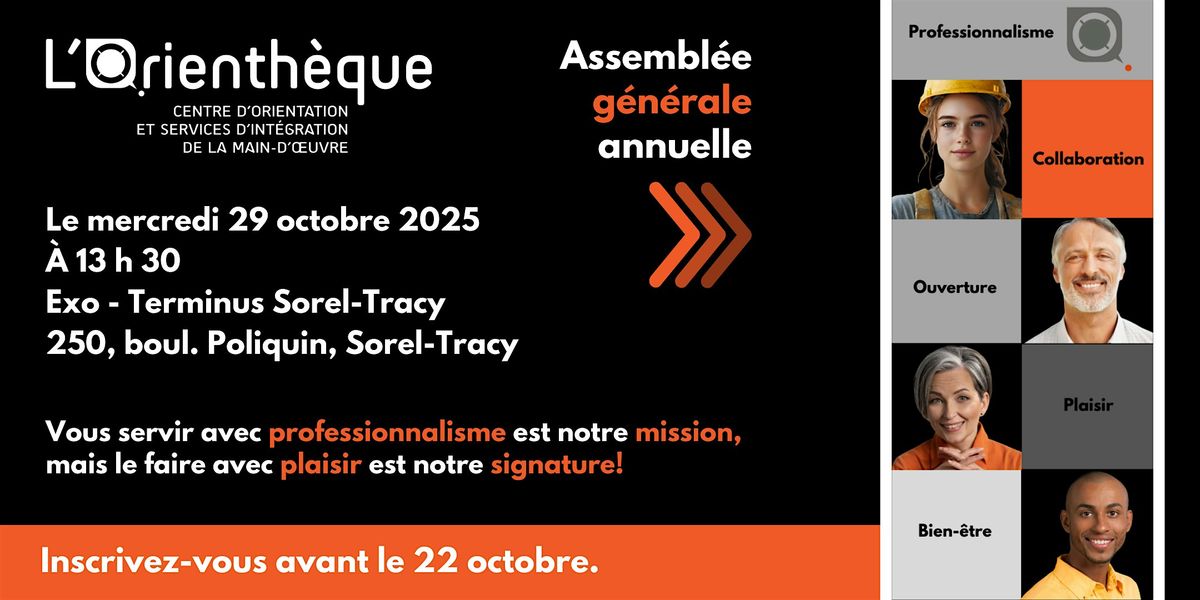Assemblée générale annuelle de L'Orienthèque 2025, 29 October | Event in Sorel-Tracy | AllEvents