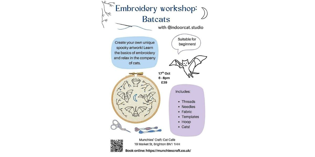 Cats & Crafts: Embroidery Workshop, 17 October | Event in Brighton | AllEvents