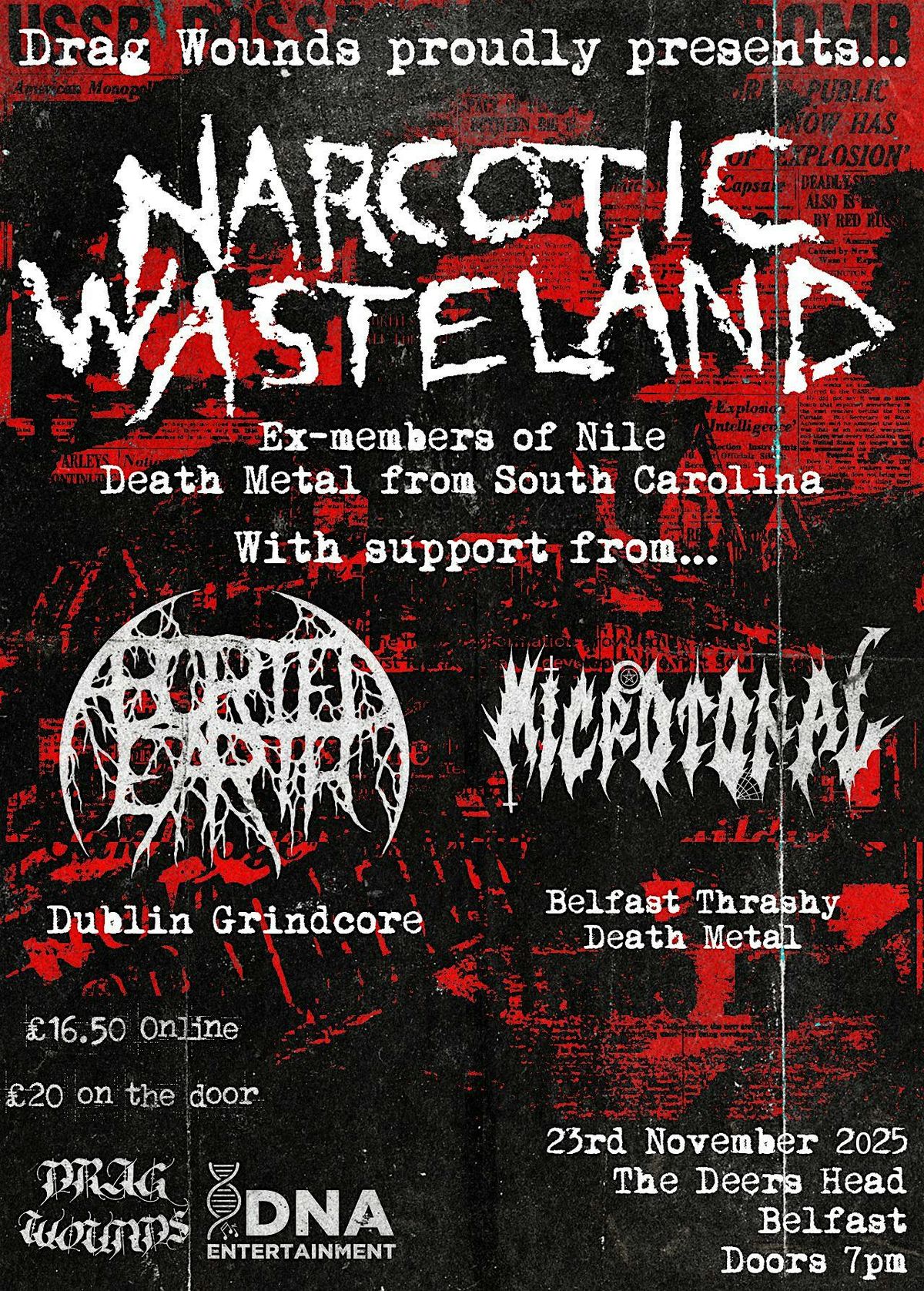 Narcotic Wasteland / Aborted Earth / Microtonal, 23 November | Event in Belfast | AllEvents