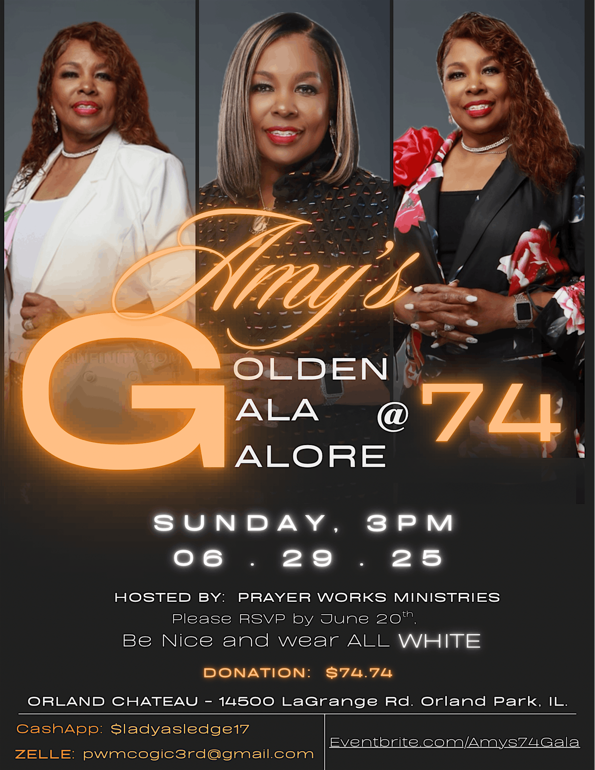 AMY'S 74TH GOLDEN GALORE GALA, 29 June | Event in Orland Park | AllEvents