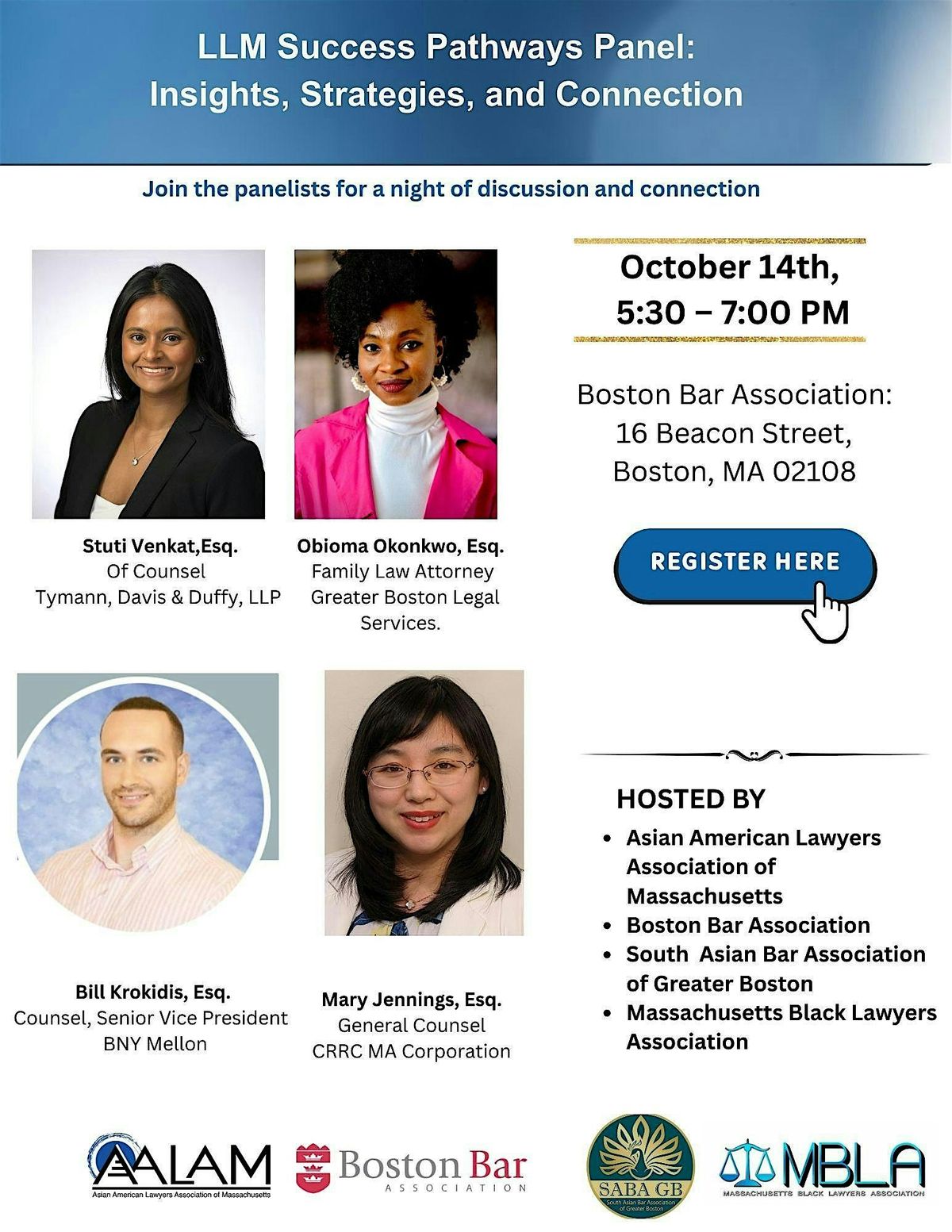 LLM Success Pathways Panel: Insights, Strategies and Connection, 14 October | Event in Boston | AllEvents