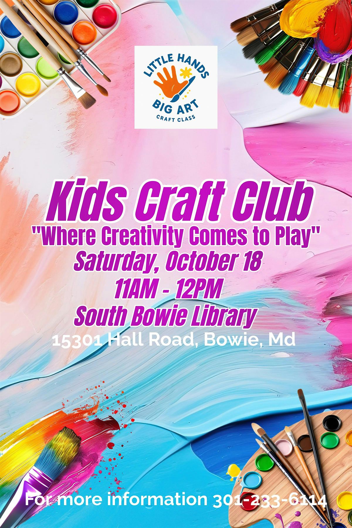 Little Hands, Big Art Craft Club, 18 October | Event in Bowie | AllEvents
