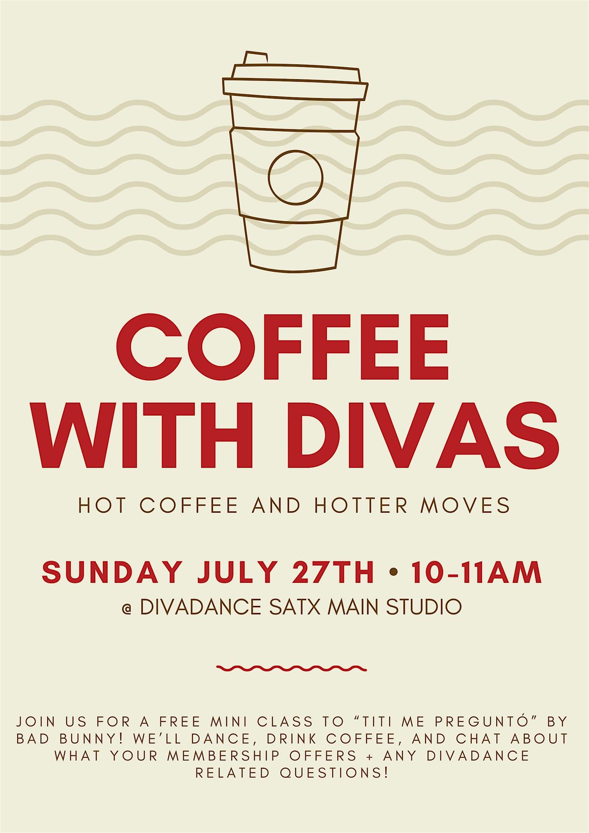 Coffee with Divas: FREE mini dance class + membership info!, 27 July | Event in San Antonio | AllEvents