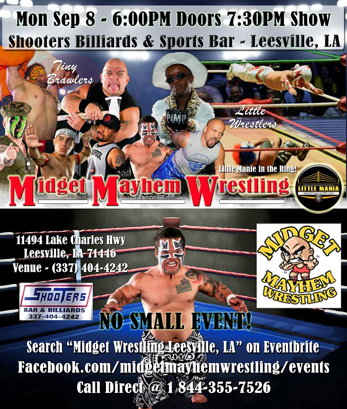 Midget Mayhem Wrestling Rips Through the Ring! Leesville LA 18+, 8 September | Event in Leesville | AllEvents