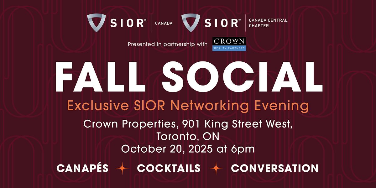 SIOR Fall Event - 2025, 20 October | Event in Toronto | AllEvents