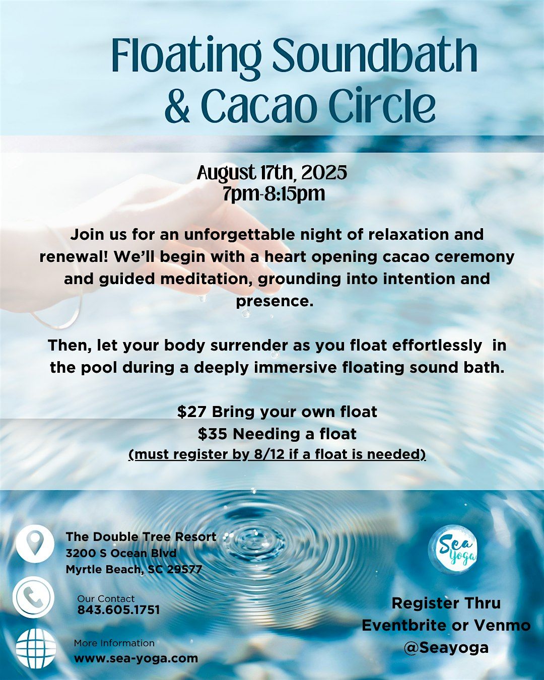 Floating Sound Bath & Cacao Circle, 17 August | Event in Myrtle Beach | AllEvents
